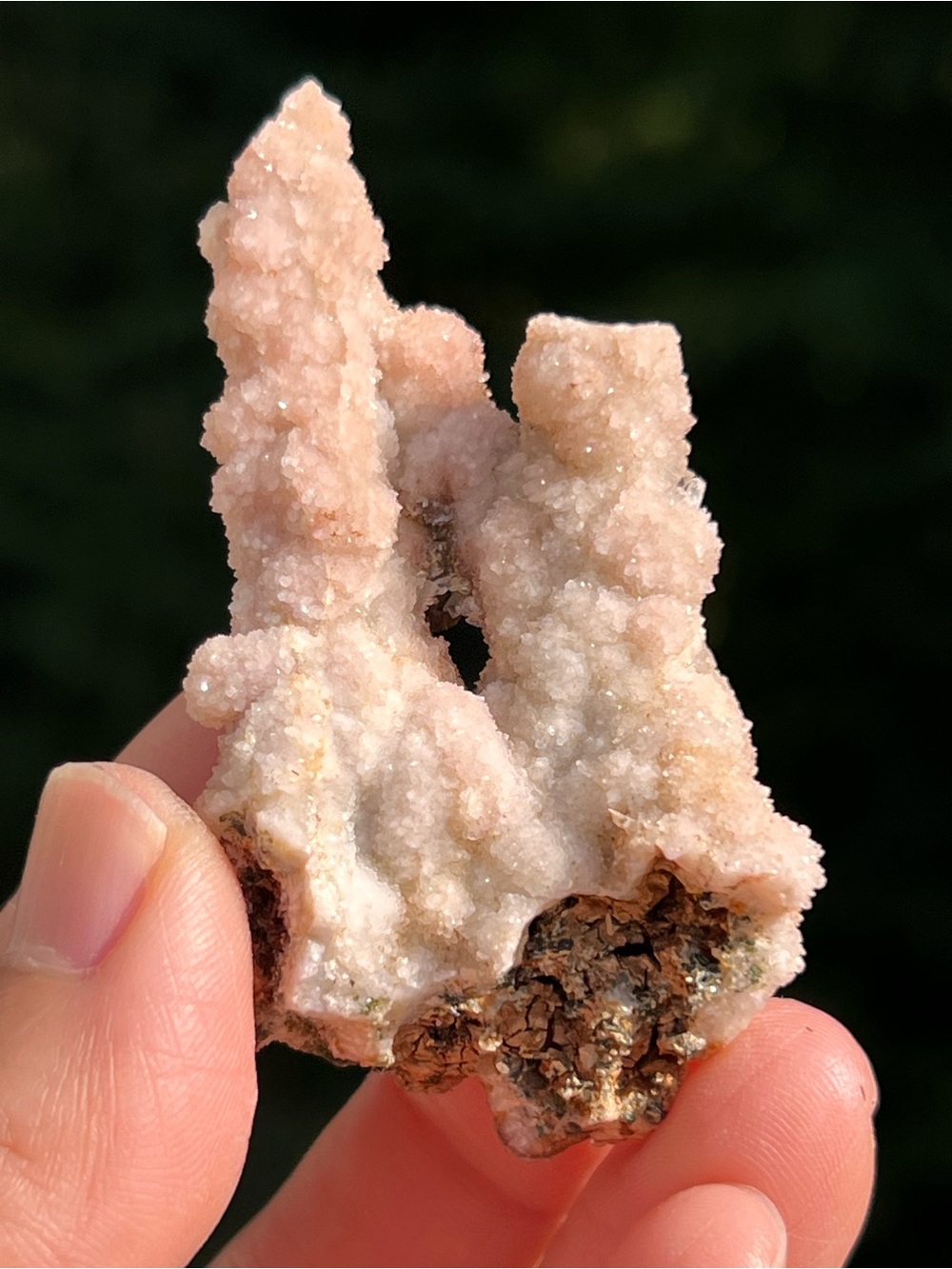 Pink(1) chalcedony stalactite specimen | crystal